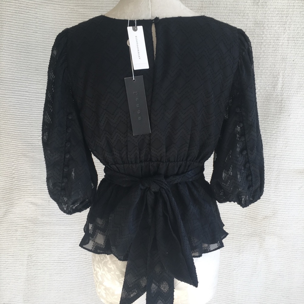 SOLD Anthropologie M Layered Sheer Print Kimono Blouse - Picture 5 of 8